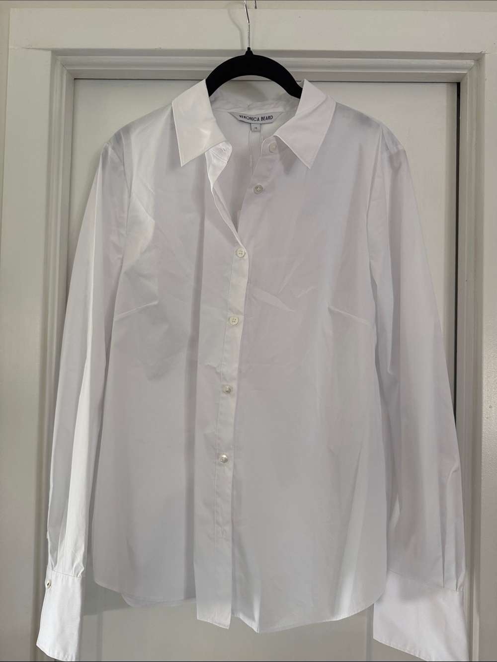 Veronica Beard White Cotton Button down collar shirt. NWT.